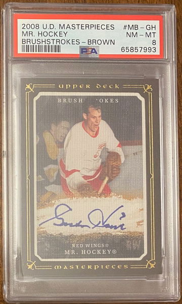 Gordie Howe - Mr. Hockey - 2008-09 U.D. Masterpieces Brushstrokes Auto - PSA 8