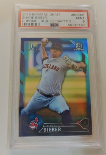 2016 Bowman Draft 1st Bowman Shane Bieber /150 (PSA 9)