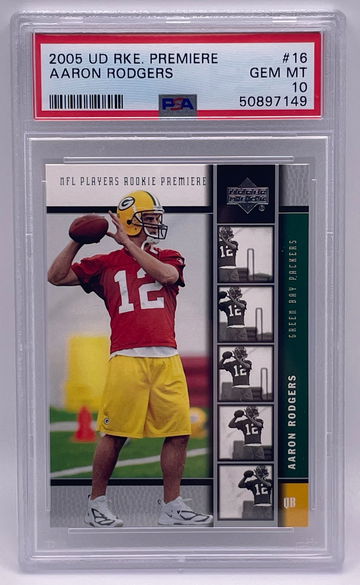 2005 Upper Deck Rookie Premier Aaron Rodgers Rookie RC #16 PSA 10