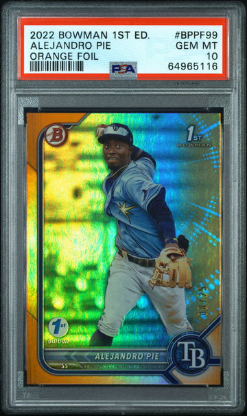 💎🚨 2022 Bowman 1st Edition ALEJANDRO PIE 🍊 ORANGE Foil PSA 10 🧨RAYS 🐟