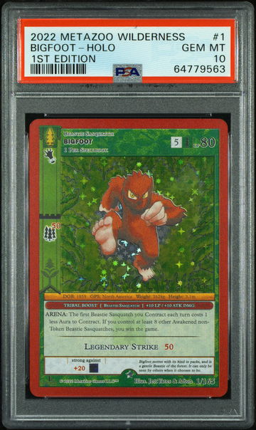 🌲🦶 2022 Metazoo Wilderness BIGFOOT-HOLO 1ST EDITION |PSA 10| 1/165 🔥🚨👻