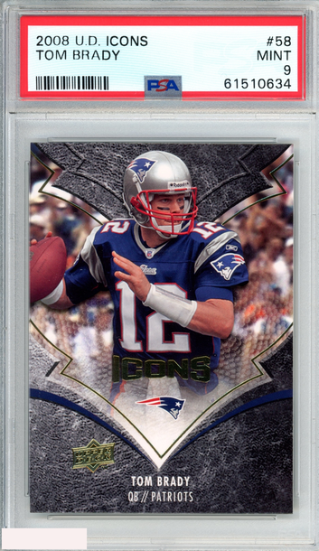 2008 UPPER DECK ICONS TOM BRADY #58 NEW ENGLAND PATRIOTS PSA 9 MINT