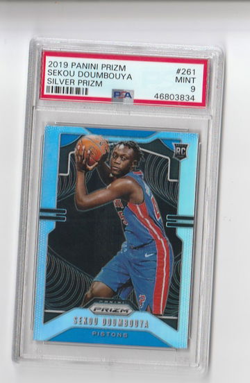 PSA 9 MINT 2019 PANINI PRIZM SILVER PRIZM SEKOU DOUMBOUYA ROOKIE CARD CARD #261