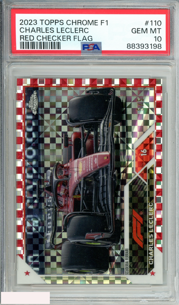 2023 TOPPS CHROME F1 CHARLES LECLERC#110 RED CHECKER FLAG 5 OF 5 PSA 10 GEM MT