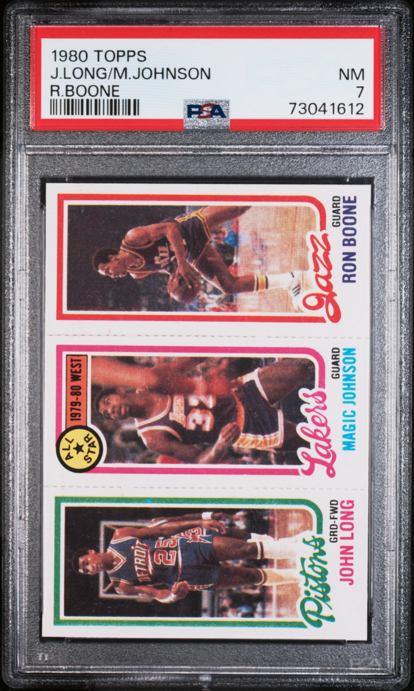 1980 Topps Magic Johnson RC Long M.Johnson Boone PSA 7