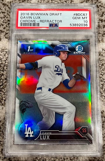 2016 BOWMAN CHROME DRAFT GAVIN LUX REFRACTOR PSA 10 GEM MINT