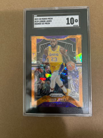 2019-20 Panini Prizm #129 LeBron James Orange Ice Prizm SGC 10