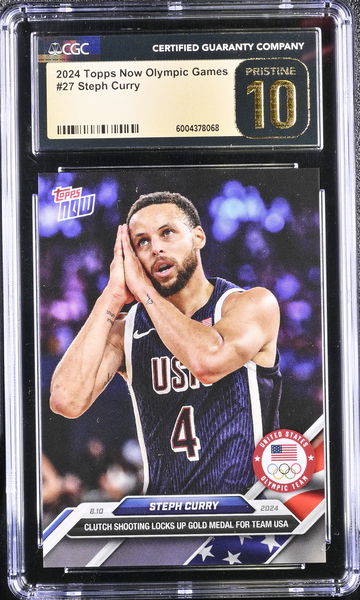 2024 TOPPS NOW OLYMPIC GAMES STEPH CURRY #27 rare Gold Label Pristine CGC 10