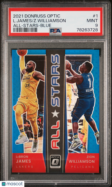 2021 Panini Donruss Optic All-Stars Z. Williamson L. James #1 Blue PSA 9