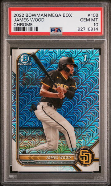 2022 BOWMAN JAMES WOOD MEGA BOX CHROME #108 PSA 10 BS.C3.05