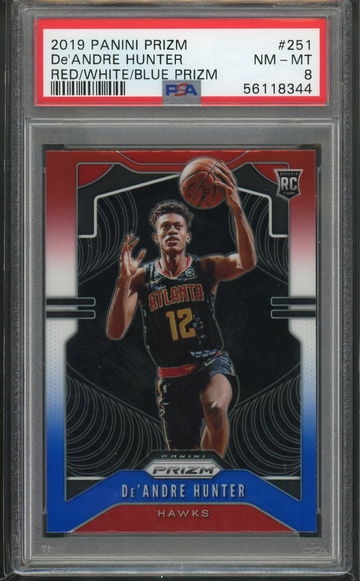 2019 Prizm Red White Blue De'Andre Hunter PSA 8