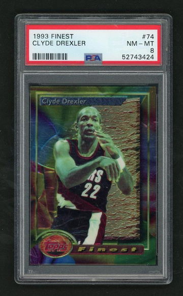 1993 Topps Finest Clyde Drexler #74 PSA 8