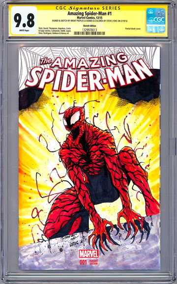 AMAZING SPIDER-MAN #1 CGC-SS 9.8 *CARNAGE SKETCH COVER* BY PEEPLES & LYDIC 2015
