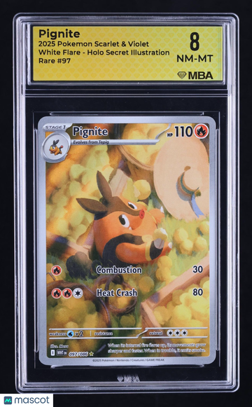 2025 Pokemon Scarlet & Violet White Flare Pignite Holo MBA 8 #97