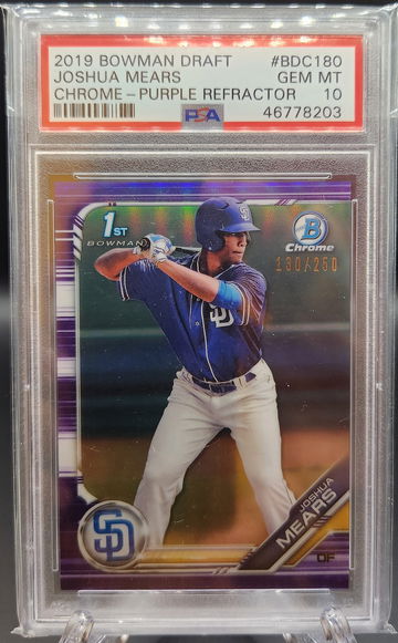 Joshua Mears 2019 Bowman Chrome Purple Refractor #/250 PSA 10