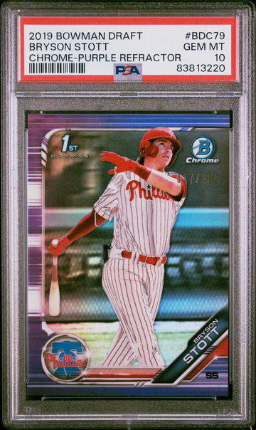 2019 Bowman Chrome Draft Purple Refractor Bryson Stott #BDC79 /250 PSA 10