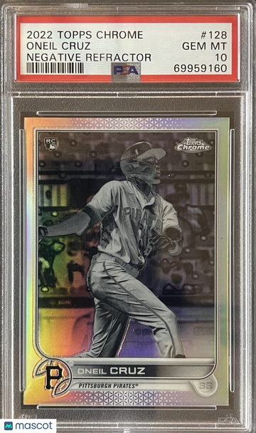 2022 Topps Chrome Oneil Cruz Rookie Negative Refractor PSA 10 Pittsburgh Pirates