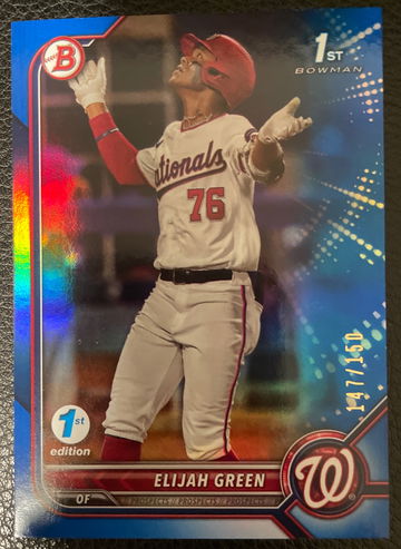 2022 1st Bowman Elijah Green 1st Edition Prospect Blue REFRACTOR /150