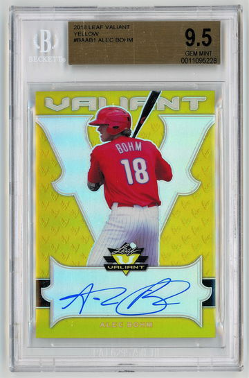 2018 Leaf Valiant Yellow Autograph /10 Alec Bohm BGS 9.5 w 10 Autograph Pop 3!!!