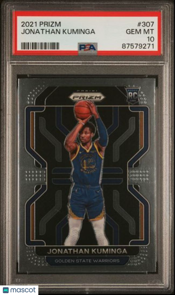 Jonathan Kuminga RC 2021-22 Panini Prizm PSA 10 Golden State Warriors #307