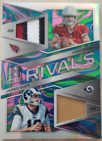 Josh Rosen RC Jared Goff 2018 Spectra Rivals Dual Patch Marble Prizm /4 🏉 SUPER RARE 