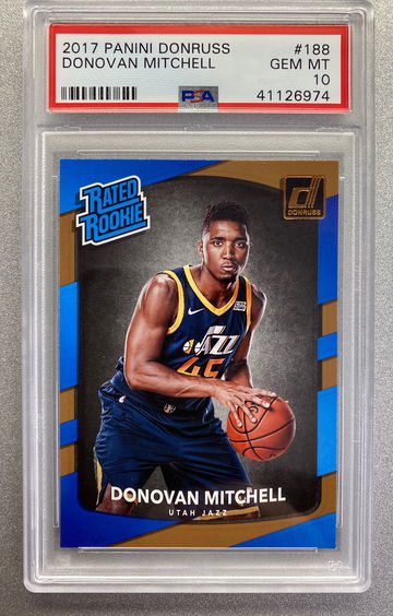 DONOVAN MITCHELL 2017 DONRUSS RATED ROOKIE PSA 10 GEM MINT 