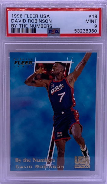 1996 FLEER USA DAVID ROBINSON BY THE NUMBERS PSA 9 #18