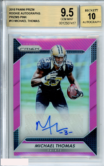 2016 PANINI PRIZM MICHAEL THOMAS #13 PINK PRIZM ROOKIE RC BGS 9.5 AUTO BGS 10