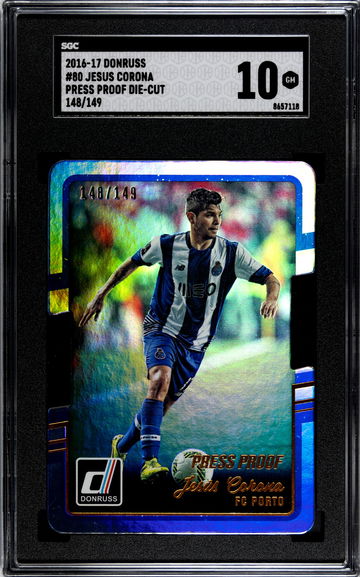 2016-17 Donruss #80 Jesus Corona Tecatito Press Proof Die-Cut 148/149 SGC 10 Gem Mint Mexico