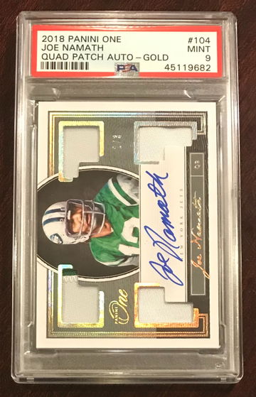 2018 Panini One Gold /3 QUAD PATCH AUTO - Joe Namath