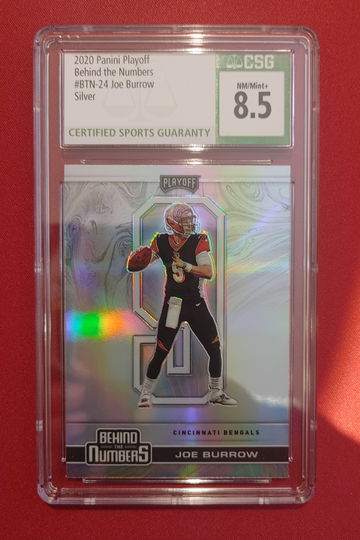 2020 Panini Playoff Behind The Numbers Silver Rookie Cincinnati Bengals Joe Burrow CSG 8.5 
