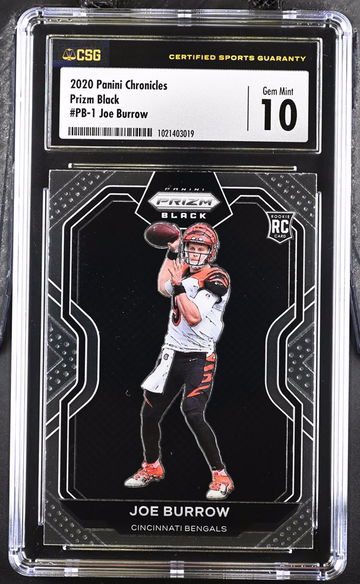 2020 Panini Prizm Black Joe Burrow Rookie CSG 10