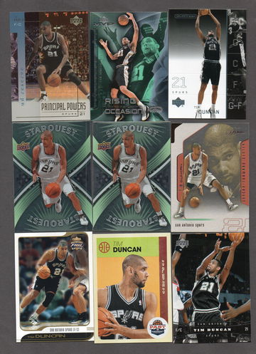 Tim Duncan Basketball Card NBA Lot (14) - Spurs HOF