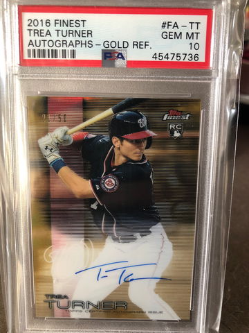 2016 finest gold refractor auto Trea Turner 