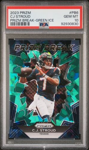 2023 Panini Prizm Prizm Break Green Ice CJ Stroud Rookie #PB6 PSA 10 SP Texans