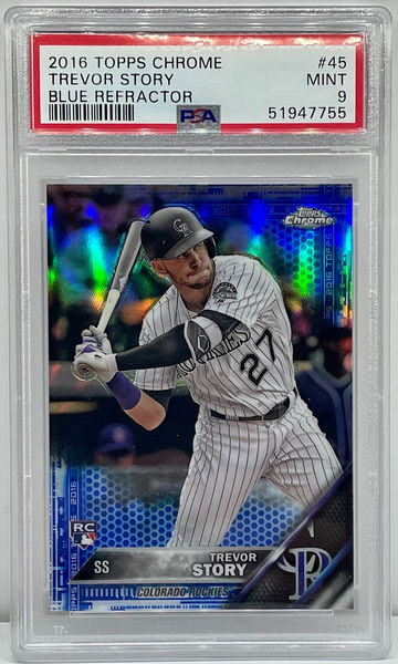 2016 Topps Chrome Trevor Story Blue Refractor  /150 PSA 9