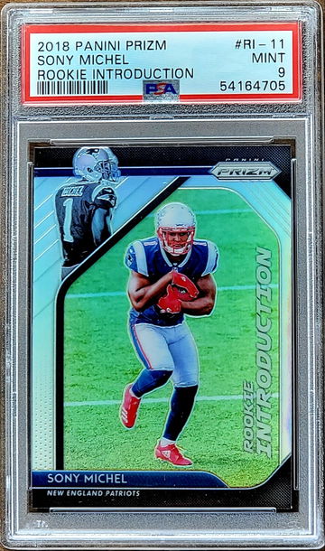 2018 SONY MICHEL Panini SILVER Prizm Rookie Introduction PSA 9 POP 8 RC #RI-11
