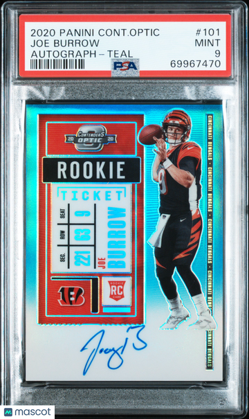 2020 Panini Contenders Optic Joe Burrow #101 Autograph Teal PSA 9
