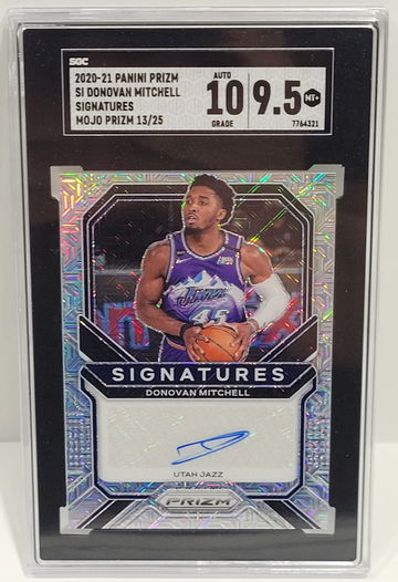 Donovan Mitchell 2020-21 Panini SI Signatures Mojo Prizm Auto 13/25 SGC 9.5 MINT Signed