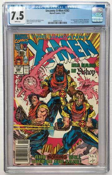 UNCANNY X-MEN #282 CGC 7.5 NEWSSTAND with WHITE PAGES; 1st BISHOP! FREE S/H.