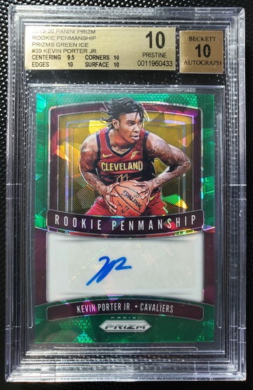 2019 Prizm Kevin Porter Jr Rookie Penmanship Green Ice #15/16 BGS 10/10 PRISTINE