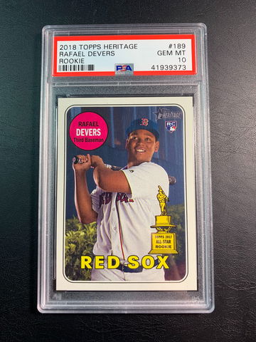 Rafael Devers 2018 Topps Heritage Action Rookie PSA 10.