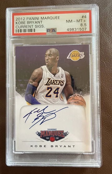 PSA NM-MT 8.5 2012 Panini Marquee Kobe Bryant On Card Autograph Auto