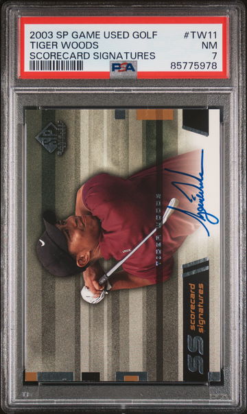 2003 SP Game Used Scorecard Signature Tiger Woods #TW11 PSA 7