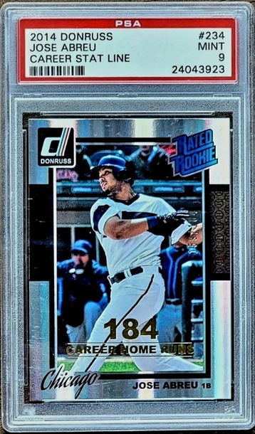 2014 SP 159/184 JOSE ABREU Panini Donruss Rated Rookie Career Stat Line PSA 9 POP 4 RC #234