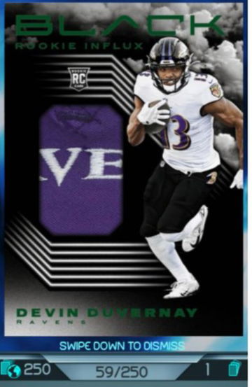 2020 Black Panini Blitz Devin Duvernay RC Patch /250