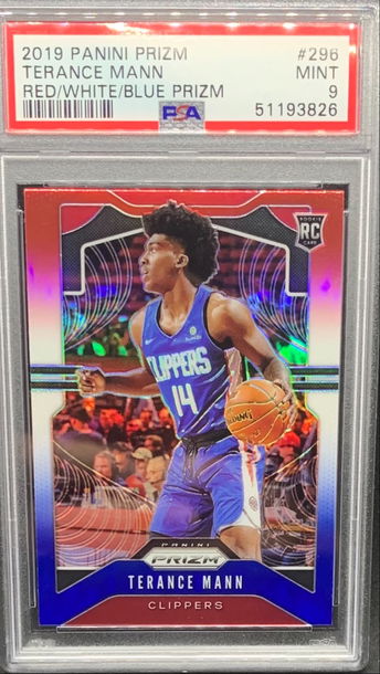 2019 2020 PRIZM TERANCE MANN RED WHITE BLUE RWB PSA 9 ROOKIE CARD RC