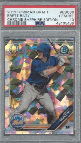 2019 Bowman Chrome Draft Sapphire Brett Baty PSA 10 RC