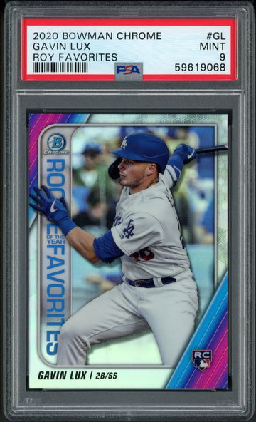 2020 Bowman Chrome Gavin Lux Rookie of the Year Favs PSA 9 Mint