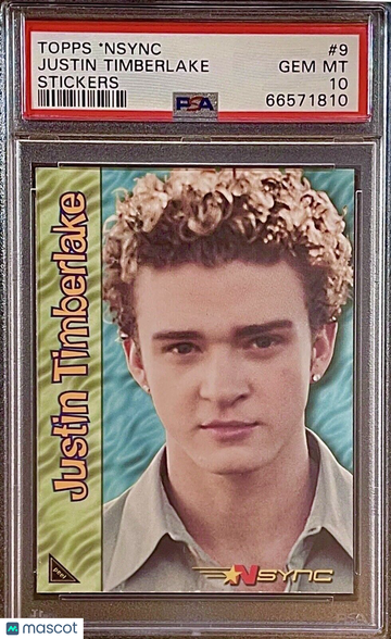 POP 2 PSA 10 RC Justin Timberlake 2000 Topps NSYNC Rookie Sticker Portrait Promo
